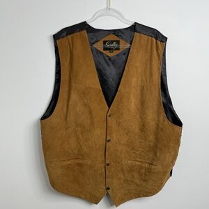 Scully Vest Men's Size 3X Brown Leather Cowboy Suede Leather Snap Country Horse
